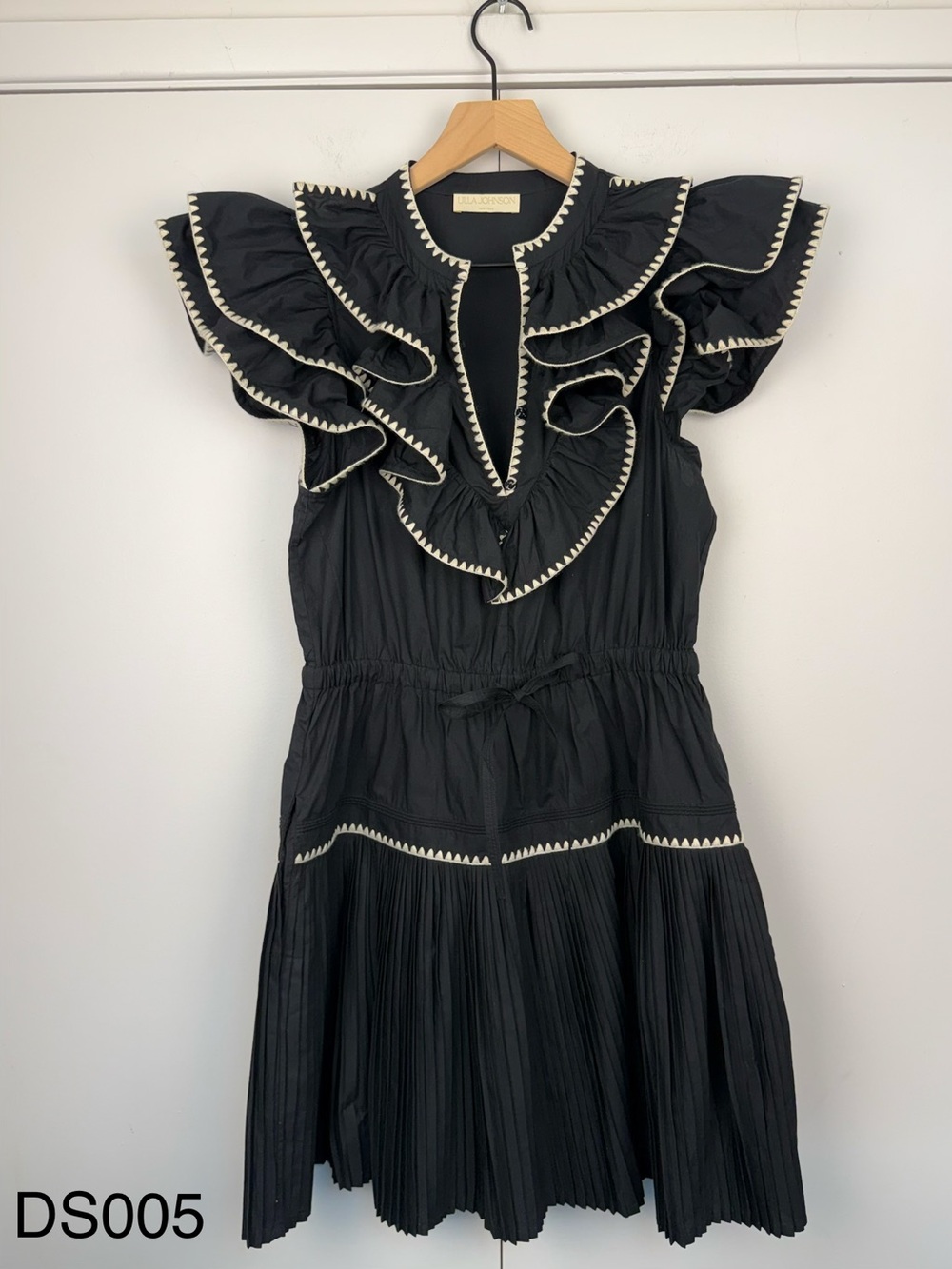 Ulla Johnson Athene Ruffled Cotton Mini Dress Noir Size 6